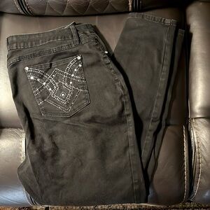 Women's Cato Premium Embellished Black Jeans, sz 18W, Black denim, Tapered leg